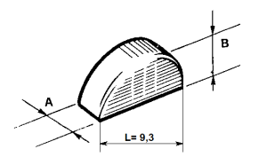 CHIAVELLA VOLANO A=mm. 3    B=mm. 3  L=mm. 9,3
